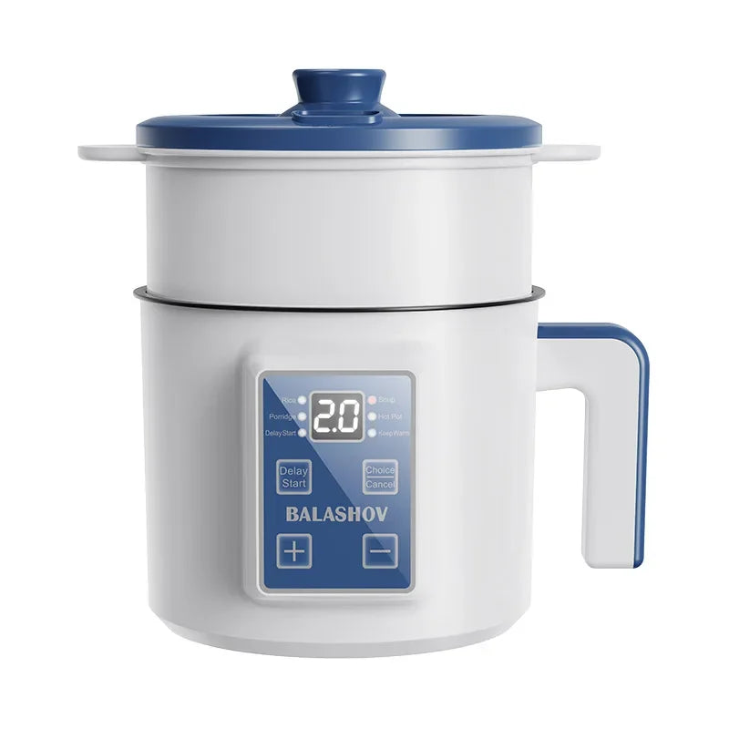 Mini Electric Rice Cooker 1-2 Person Double Layer Non-Stick Steamer Multi Cooker 600W