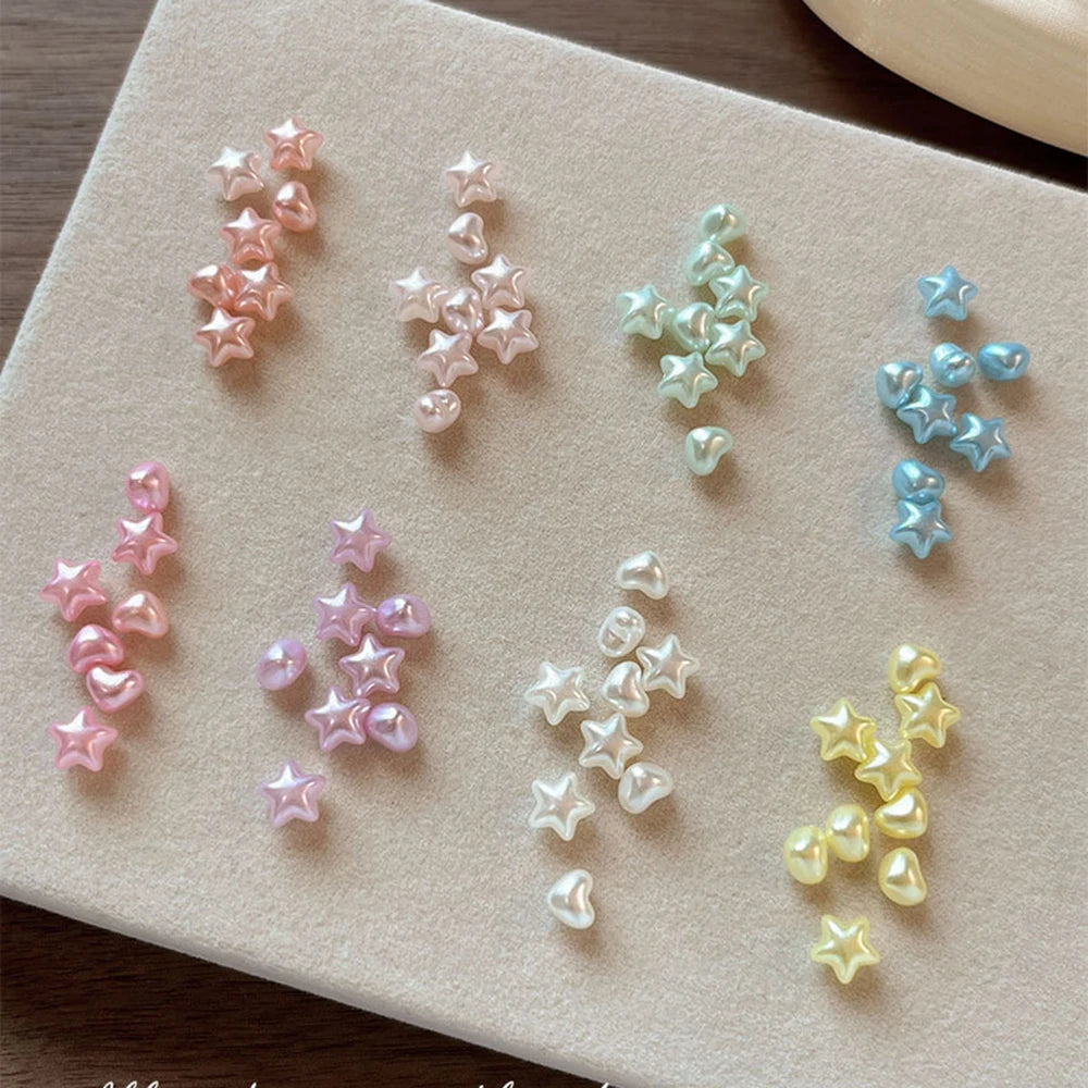 3D Pearlescent Macaron Star Heart Nail Charms Set view 6