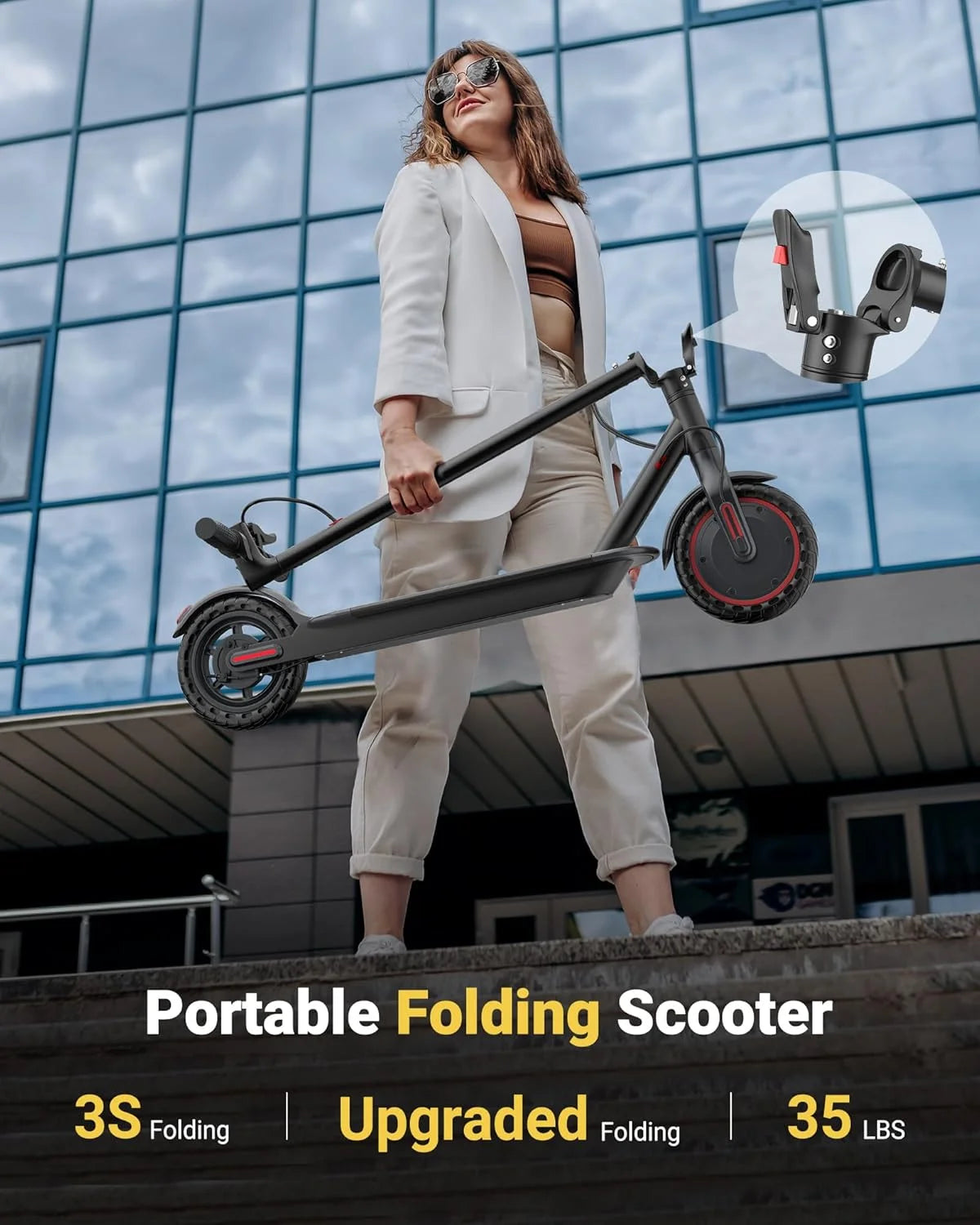 Folding Electric Scooter 350W Brushless Motor — 19 MPH (30 km/h) Smart APP Control, 8.5-inch Honeycomb Tires, 25–37 mi (40–60 km) Range for Adults