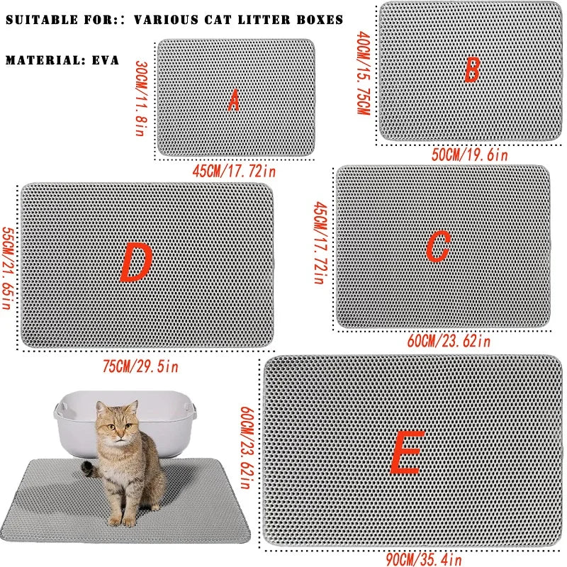 Waterproof Double-Layer Cat Litter Mat – Non-Slip EVA Litter Trapping Pad (Multiple Sizes)