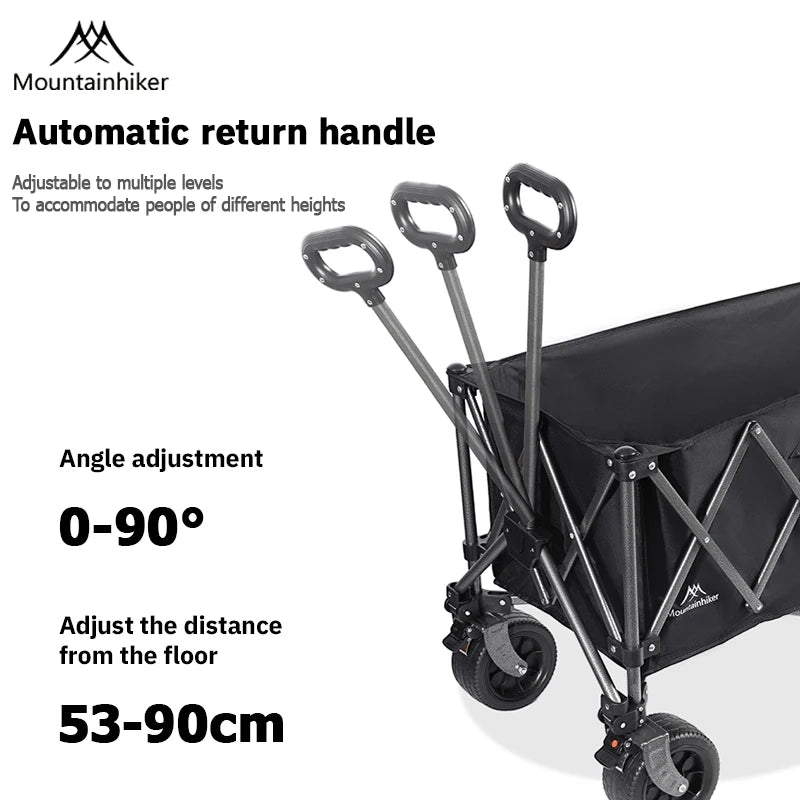 240L (63.4 gal) Camping Handcart Wagon – 900D Oxford Fabric & Iron Frame, Foldable Utility Cart, 2 Colors