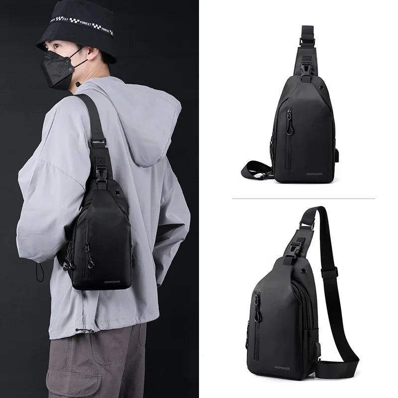 Men's Waterproof Large-Capacity Crossbody Sling Bag — Lightweight Single Shoulder Travel Bag