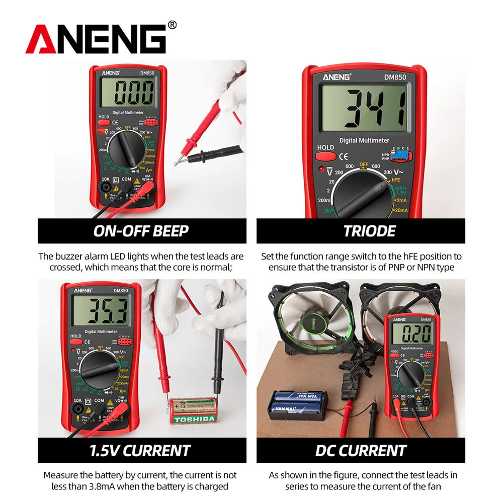 Digital Multimeter 1999-Count AC/DC Voltage Current Resistance Continuity Tester - Pocket Meter