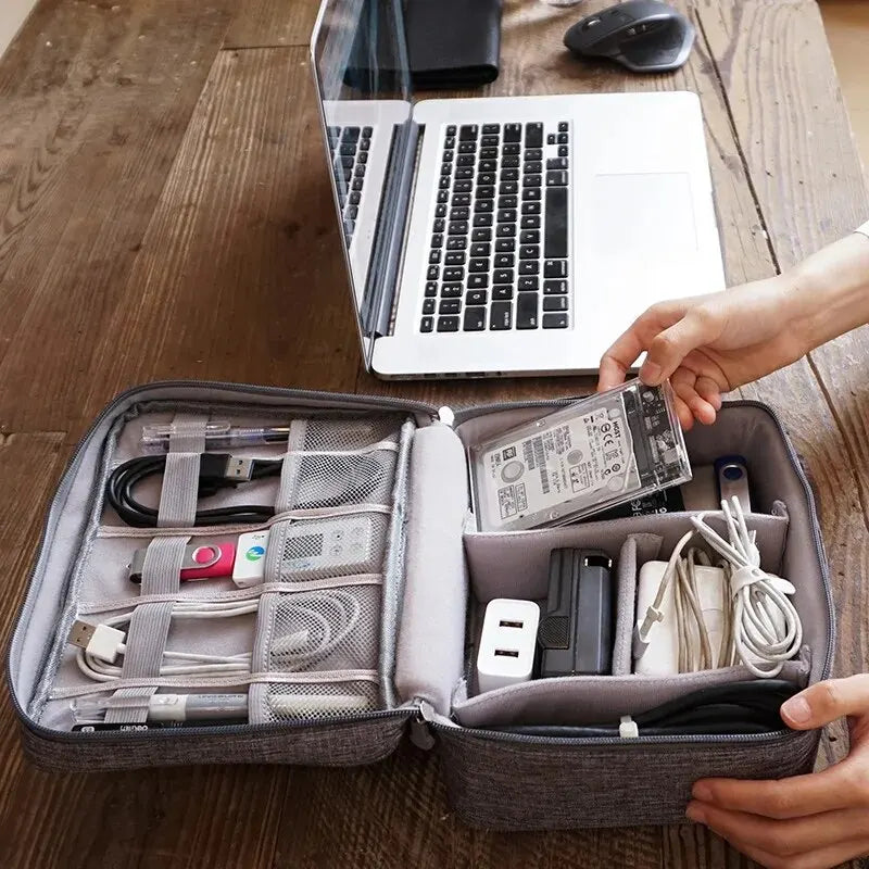 Waterproof Portable Cable Organizer Bag – USB Charger & Cord Travel Case