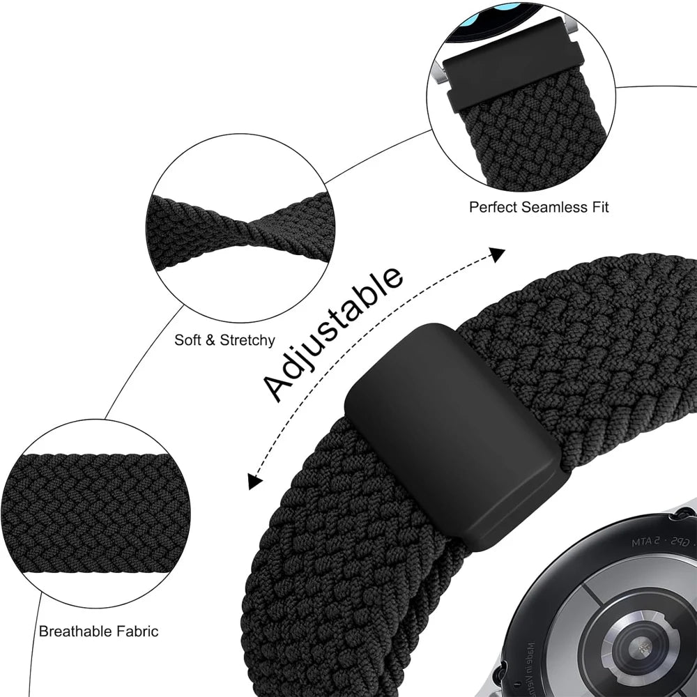 Magnetic Braided Nylon Watch Band — Adjustable Magnetic Clasp Strap for Smartwatches (1-Pack)