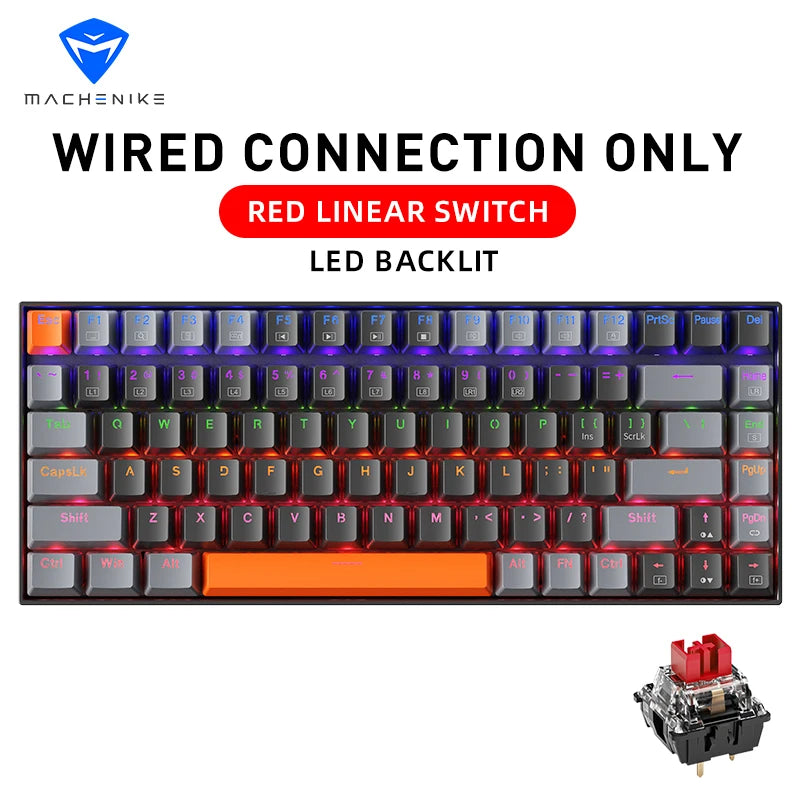75% TKL 84-Key Hot-Swappable Mechanical Gaming Keyboard — Wired USB-C, Doubleshot PBT Keycaps, 6-Color Backlight