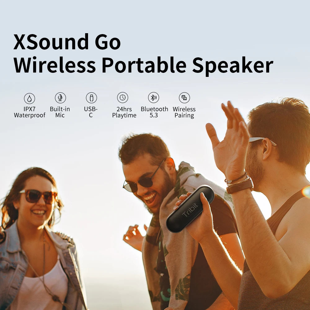 Portable Bluetooth Speaker IPX7 Waterproof 16W, 24-Hour Playtime, Bluetooth 5.3, Type-C & AUX for Party and Camping