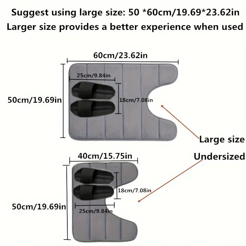 U-Shaped Toilet Mat - Memory Foam Bath Rug, Non-Slip Super Absorbent