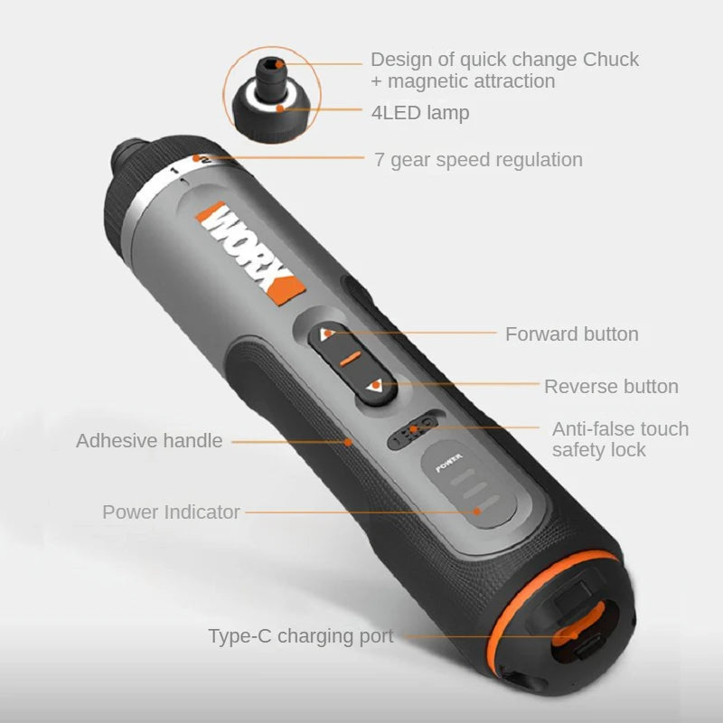 4V Mini Cordless Electric Screwdriver Set – USB Rechargeable, 30-Bit Precision Driver for DIY & Home Repairs