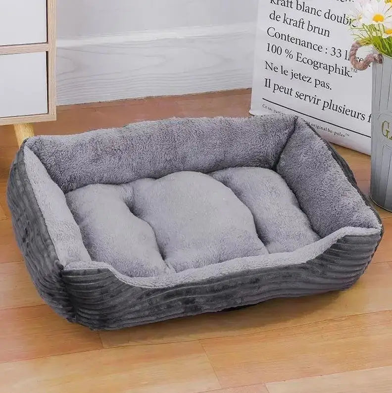 Large Plush Pet House Bed — Deep Sleeping Calming Dog & Cat Cushion for Puppies and Small Breeds (Chihuahua)