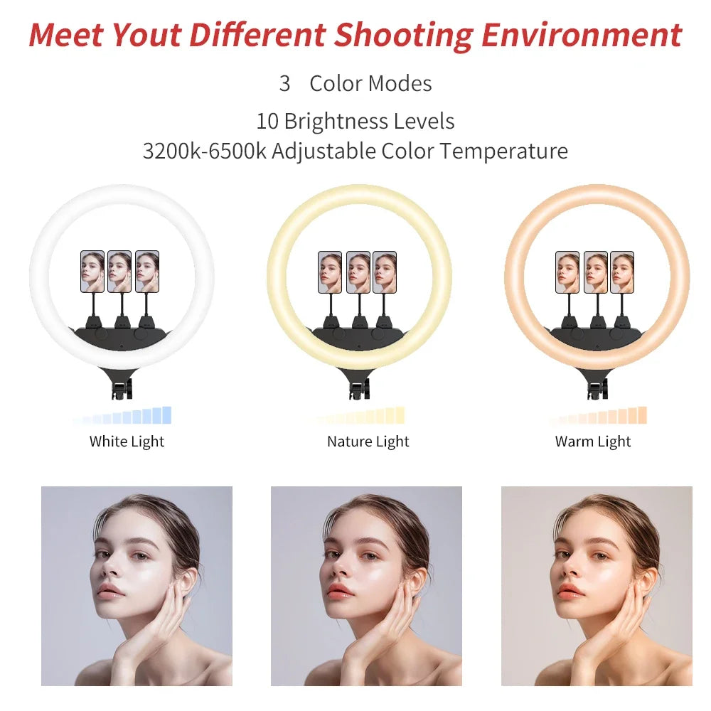 18-Inch (45 cm) 36W Bi-Color Ring Light Kit – Adjustable Stand, Phone Holder & Carry Bag for Makeup, Tattoo, Lash Extensions, Barber