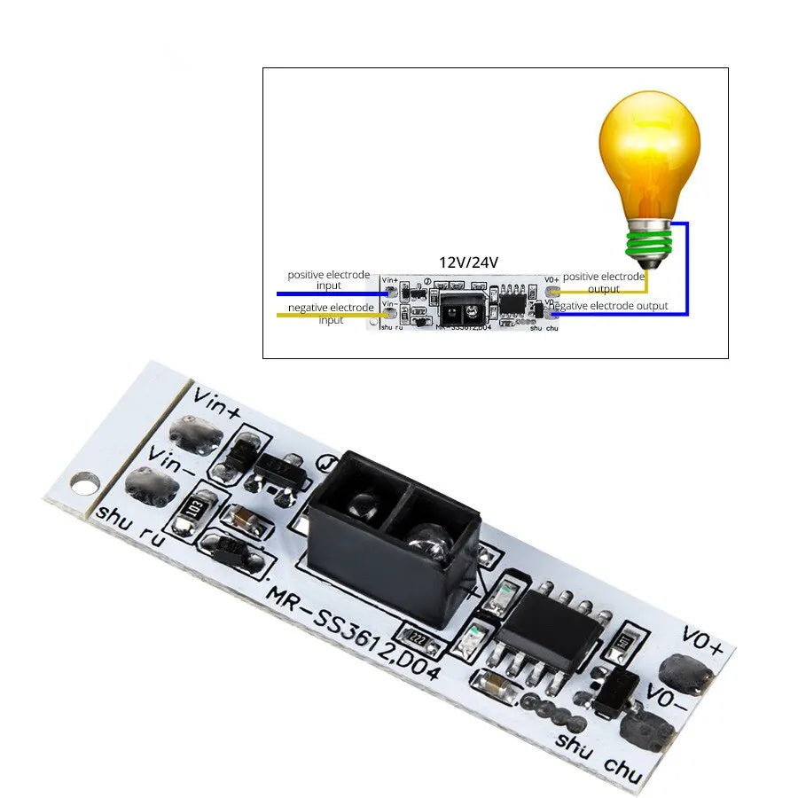 Touchless Hand-Sweep Motion Sensor Smart Switch Module DC 12V/24V 3A 36W Light Controller