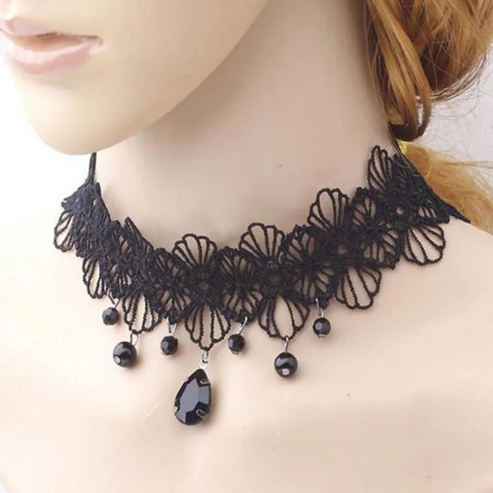 Black Lace Choker Necklace - Gothic Punk Collar view 5