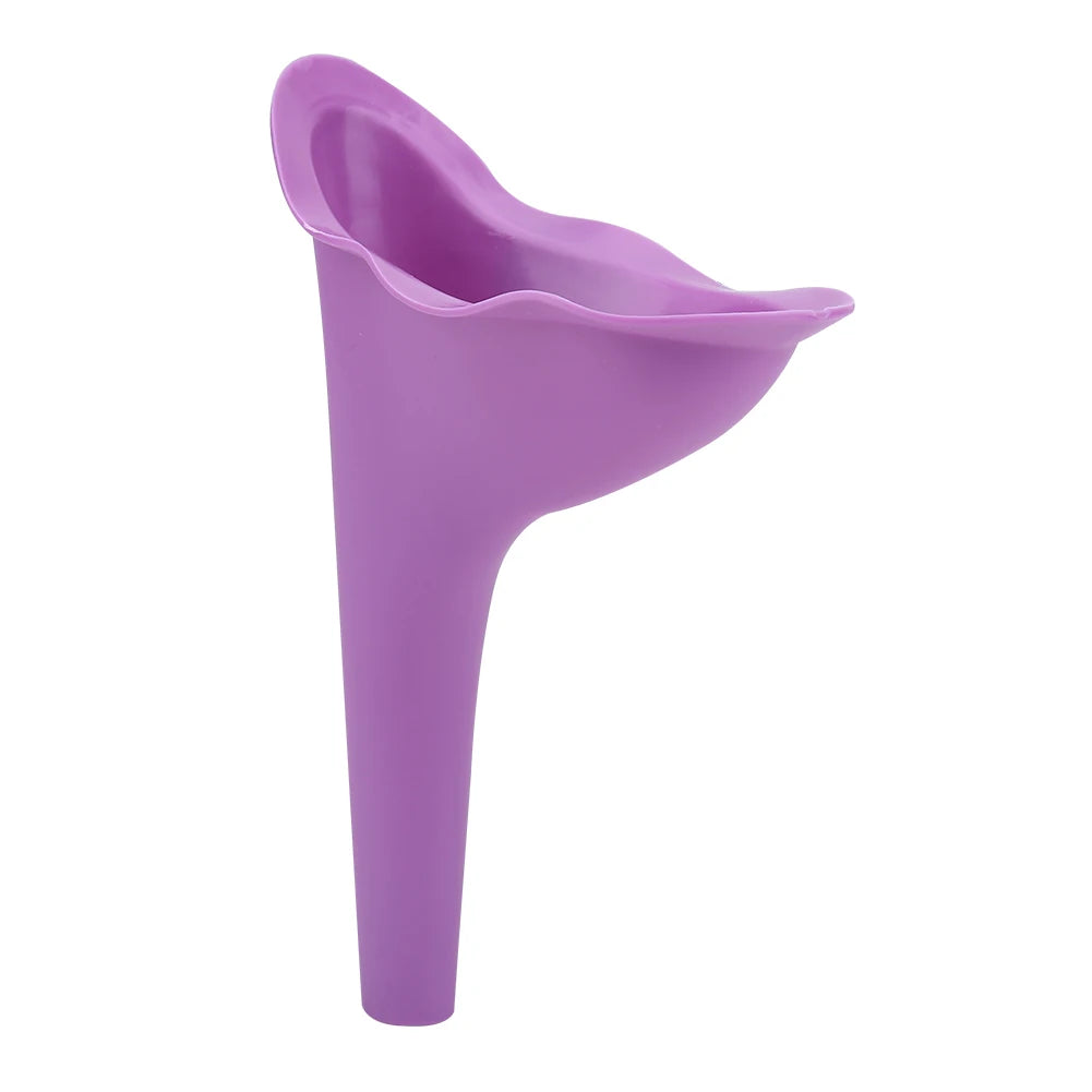 Portable Female Travel Urinal Funnel – Reusable TPR Camping Toilet for Women (Purple, Orange, Pink)