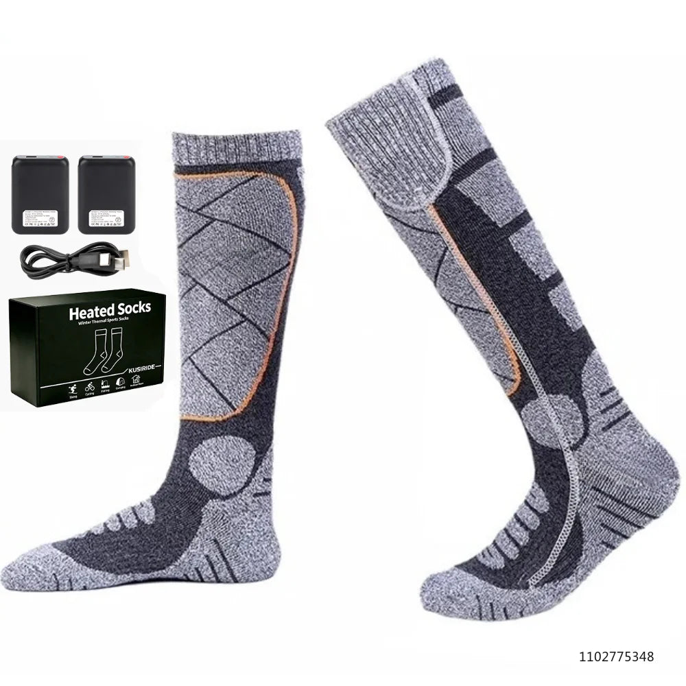 Rechargeable Heated Socks 6000mAh Electric Thermal Ski & Snowboard Foot Warmers for Winter Outdoor Sports