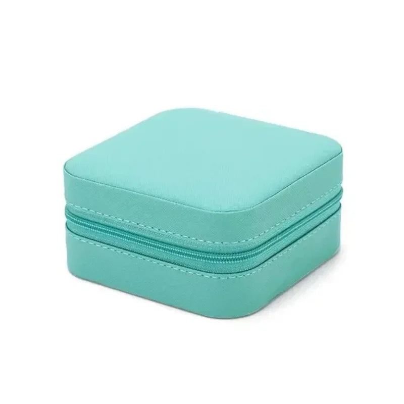 Mini Jewelry Travel Box - PU Leather Ring, Earring & Necklace Organizer