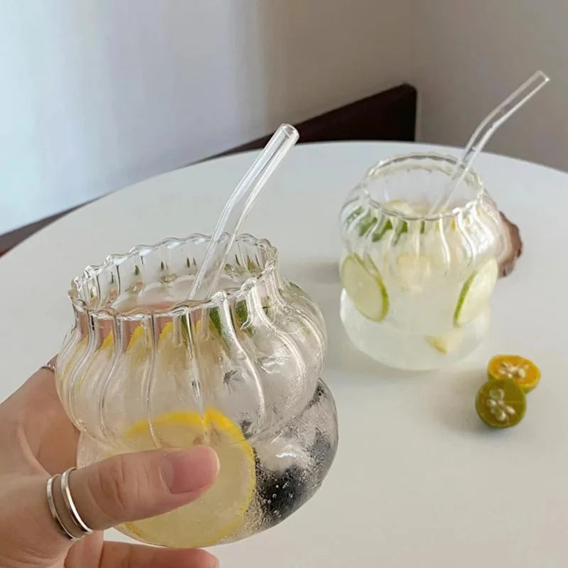 Heat-Resistant Stripe Glass Tumbler — Transparent Tea, Coffee & Juice Mug, 410/530/650 ml (13.9/17.9/22 fl oz)