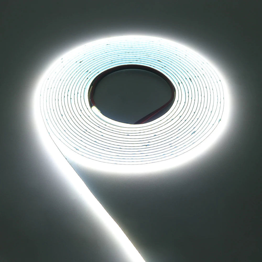 COB High-Density Flexible LED Strip Light – 320/384/480/528 LEDs/m, DC 5V/12V/24V, 3mm/5mm/8mm PCB Tape Light