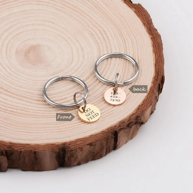 Personalized Mini Pet ID Tag - Engraved Stainless Steel Nameplate for Cat Puppy Kitten - Anti-Lost Custom Pet Tag with Quick Release Ring