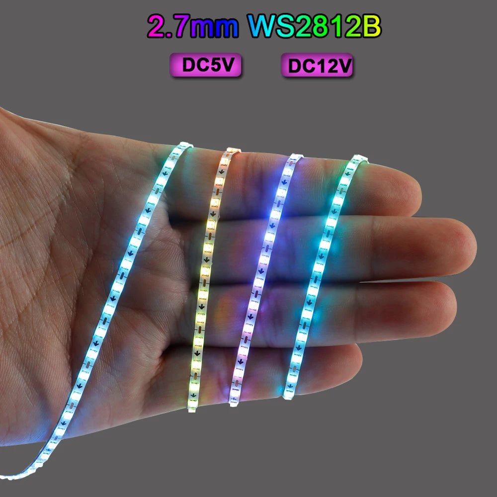 2.7mm Ultra Narrow Addressable RGBIC LED Strip 160 LEDs/m DreamColor DC 5V/12V