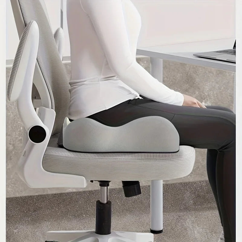 Ergonomic 3-Zone Memory Foam Seat Cushion with Lumbar Support - Breathable Posture Corrector for Office, Car & Wheelchair