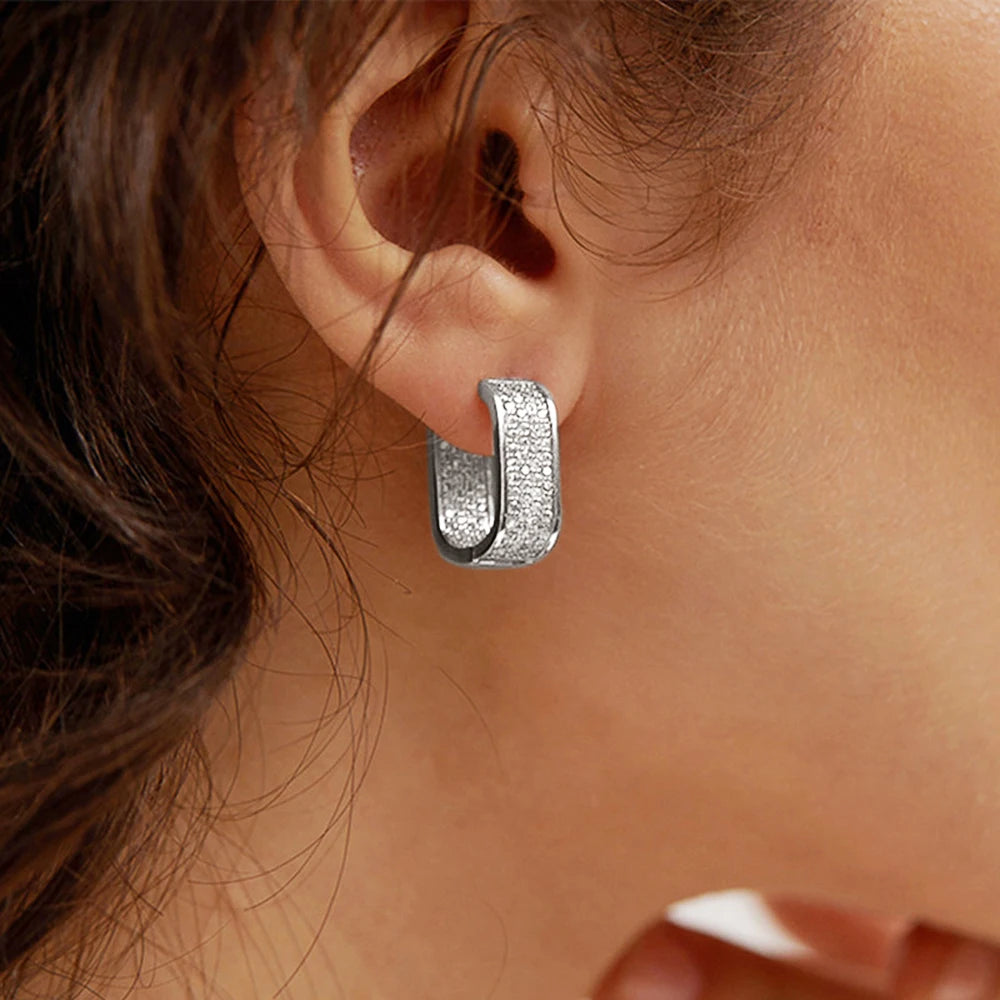 Paved CZ Hoop Earrings for Women - Gold & Silver Cubic Zirconia Hoops