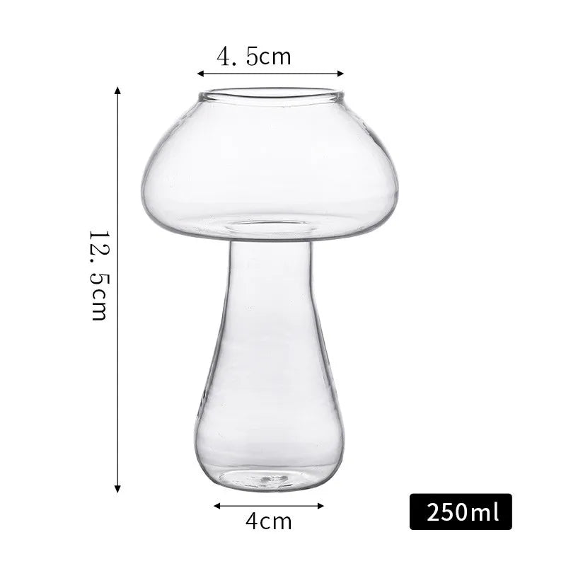 Mushroom Cocktail Glass with Straw - Clear Creative Drinkware for Cocktails, Beer & Iced Coffee