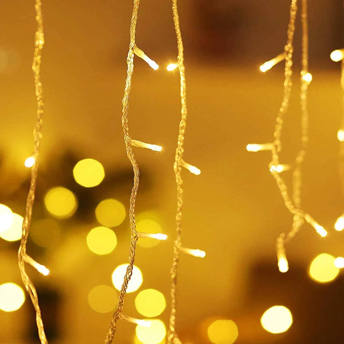 5M LED Icicle Curtain Lights – 0.4–0.6m Drop, 96 LEDs, 110–240V for Christmas, Wedding & Garden Decor (Warm White/Multicolor)
