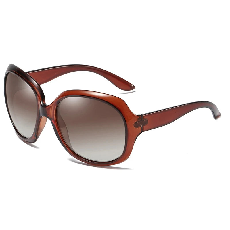 Polarized Oversized Round Sunglasses for Women - UV400 Gradient Lens, Large Plastic Frame