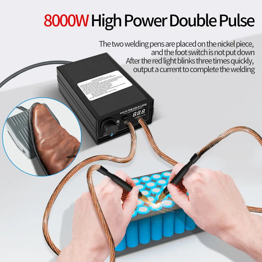 8000W Portable Mini Spot Welder Kit - Double-Pulse 18650 Battery Pack Spot Welding Pen for 0.15mm Nickel Strip