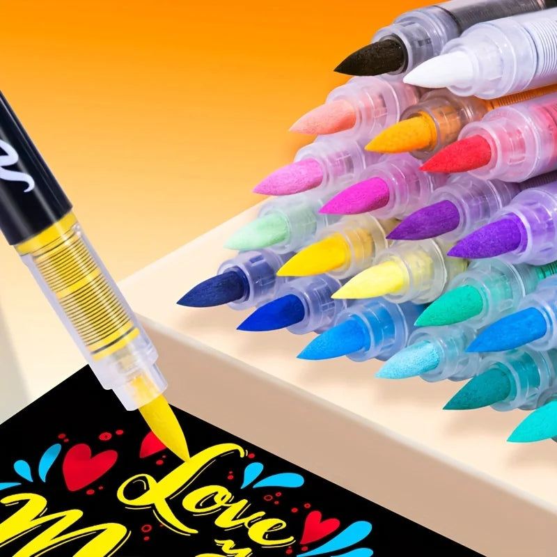Acrylic Paint Pens Brush Tip - 12–120 Colors for Rock Painting, Wood, Canvas, Stone & DIY Crafts
