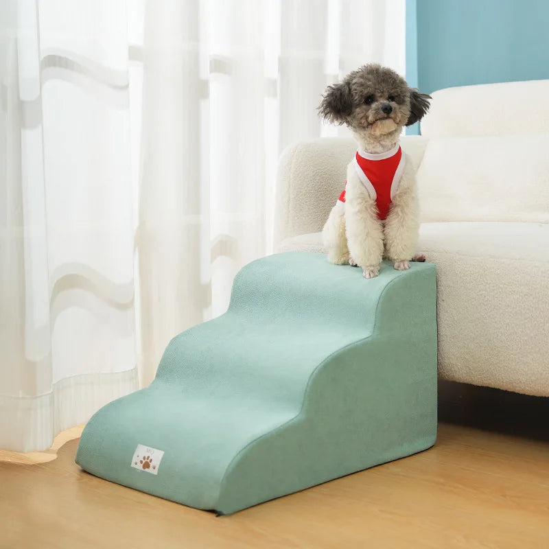 2- or 3-Step Memory Foam Pet Stairs — Removable Washable Cover Dog & Cat Ramp for Sofa and Training