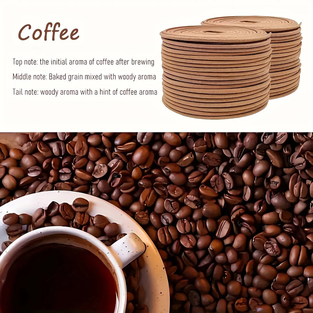Coffee Scented Coil Incense with Stand — Sandalwood Aromatic Burner for Yoga, Meditation & Home Fragrance