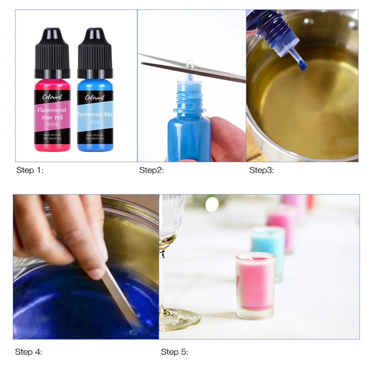 Candle Dye Liquid Colorant Kit – Pigment Set for DIY Candles & Soap, Compatible with Soy Beeswax Gel Paraffin (10ml / 5ml Bottles)