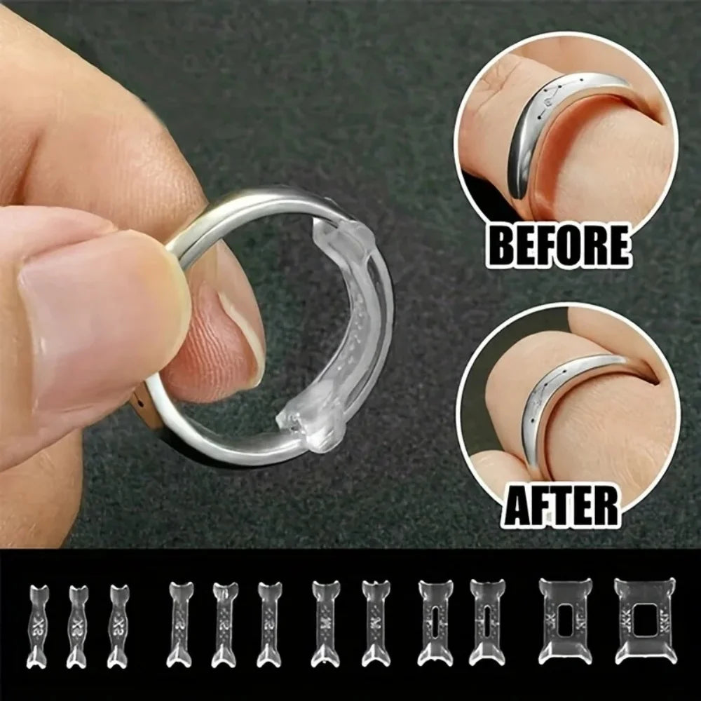 12-Pack Invisible Ring Size Adjuster Pads – Ring Reducer Inserts for Loose Rings