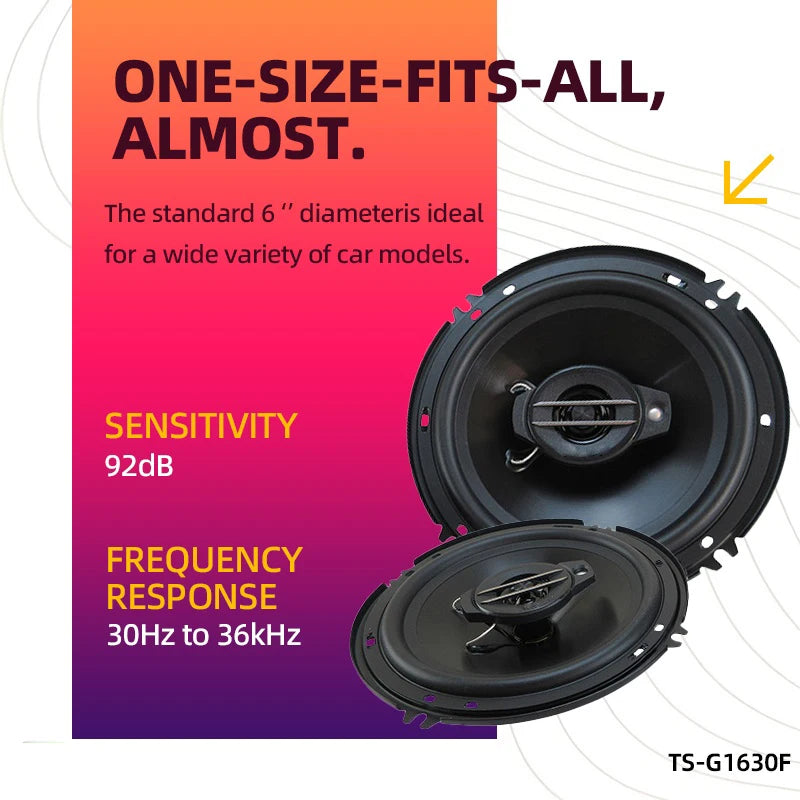 2-Pack 6-Inch (160mm) 3-Way Coaxial Car Speakers 320W Full-Range Hi-Fi for Car and Truck Doors