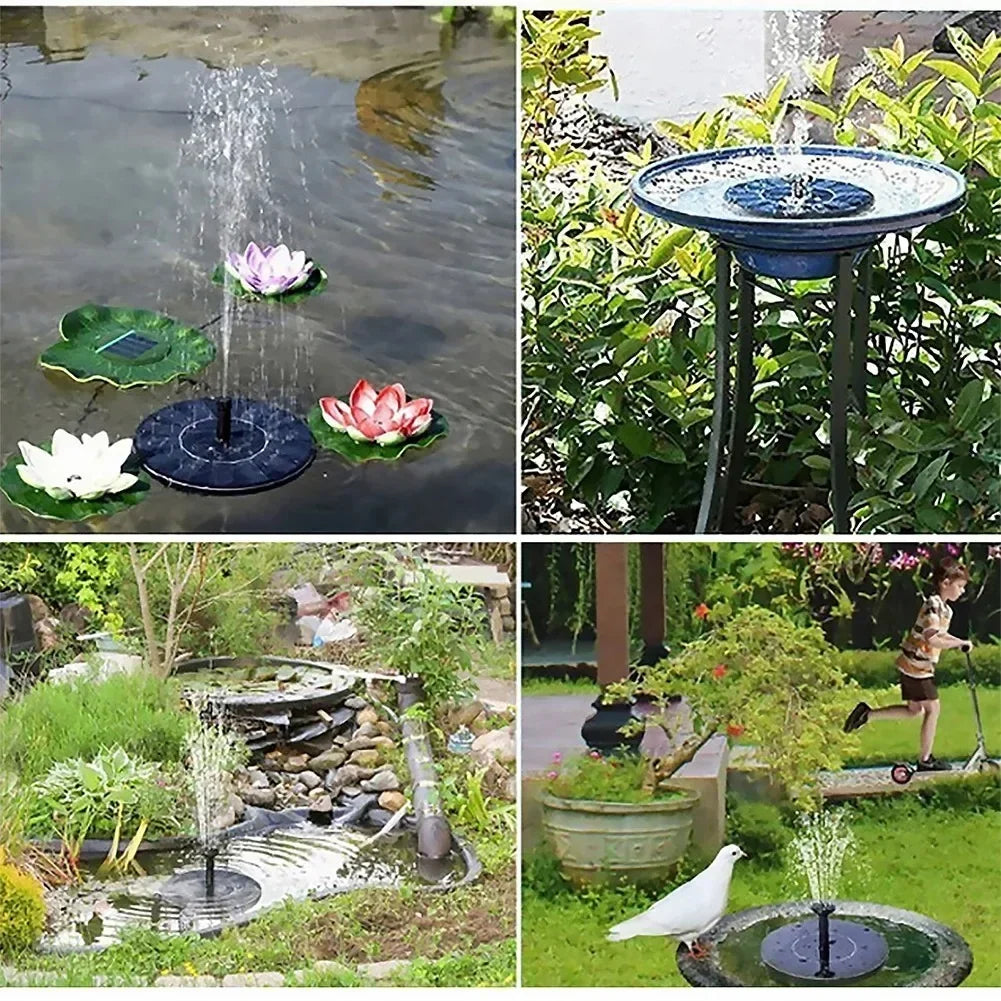 Solar Floating Fountain Pump for Bird Baths and Garden Ponds, 8-Nozzle — 13/16/18 cm (5.1/6.3/7.1 in)