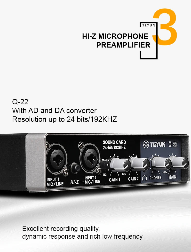 Professional USB Audio Interface Mixer — Live Preamplifier Sound Card for Studio Recording, Channel Monitoring, Guitar & Vocals