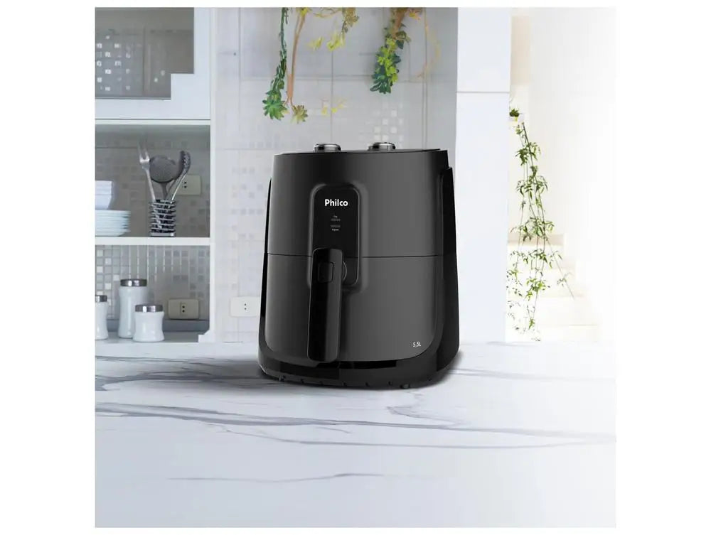 Air Fryer 5.5L (5.8 qt) Square Basket – 1500W Black, 220V, 360° Hot Air, 0–60 min Timer
