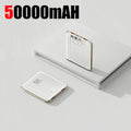 50000mAh Mini Power Bank - Large Capacity Fast Charging Portable Charger with 4 Built-In Cables (USB-C, Lightning, Micro USB) for Smartphones