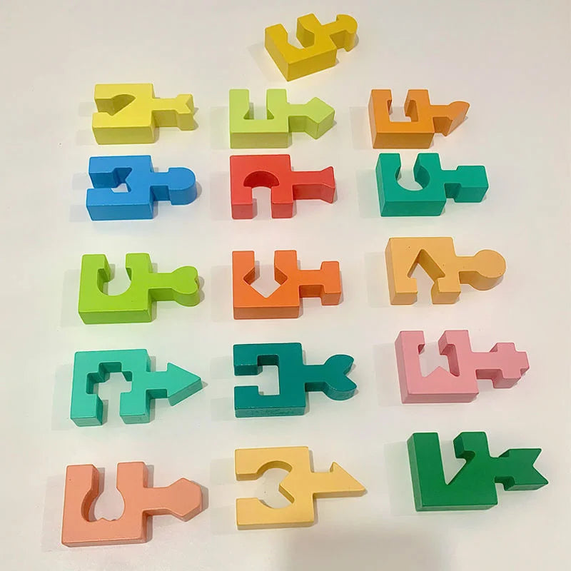 Wooden Shape-Matching Puzzle Blocks for Kids – Montessori Educational Toy, Ages 3-12