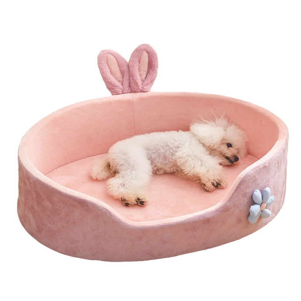Detachable Washable Pet Bed for Cats & Small Dogs – Soft Cozy Four-Season Bed (Pink, M/L)