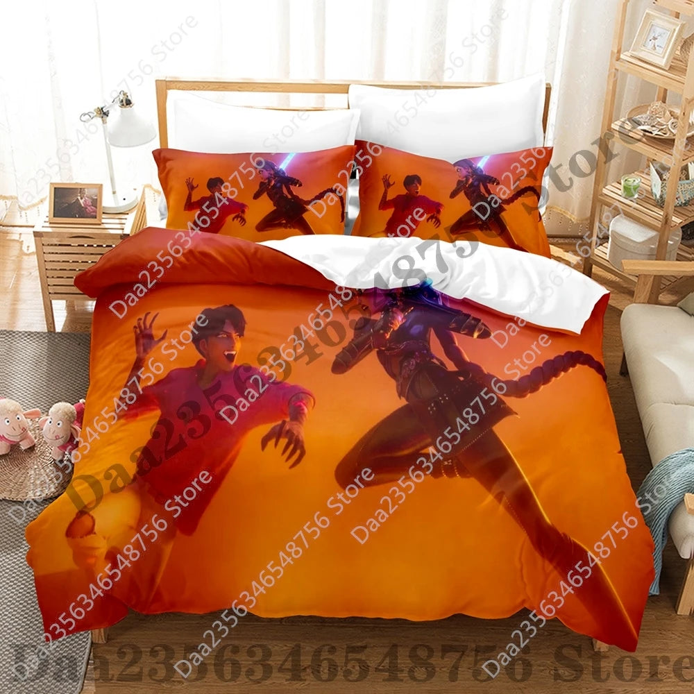 K-Pop Demon Hunter Anime 3D Print Duvet Cover Set – Twin/Full/Queen/King 3-Piece Bedding (Duvet Cover + 2 Pillowcases)
