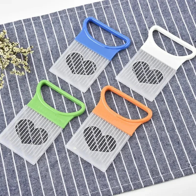 Colorful Onion Slicer with Stainless Steel Holder – Easy Vegetable & Potato Chopper