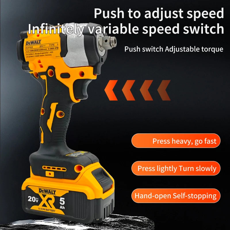 Cordless High-Torque Impact Wrench 1/2" (12.7 mm) Drive, 406 Nm (≈300 ft·lb), 2500 RPM, 20V Battery