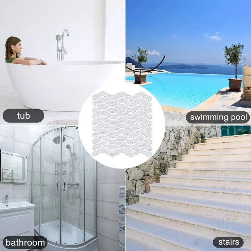 24-Pack Transparent Bathtub Anti-Slip Stickers 18 x 1.3 cm (7.1 x 0.5 in) Strong Adhesive Waterproof Safety Grip