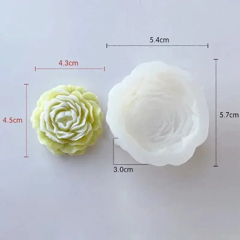 Peony Silicone Mold — DIY Floral Relief Mold for Candles, Soap, Resin, Plaster & Baking