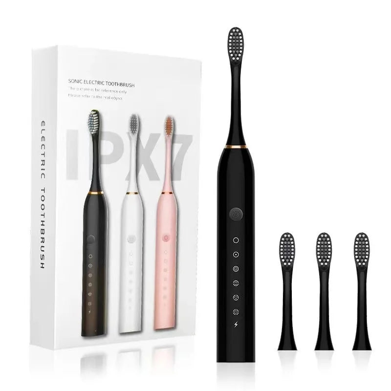 Ultrasonic Electric Toothbrush, 6-Speed USB Rechargeable, Waterproof with Soft Bristles for Adults