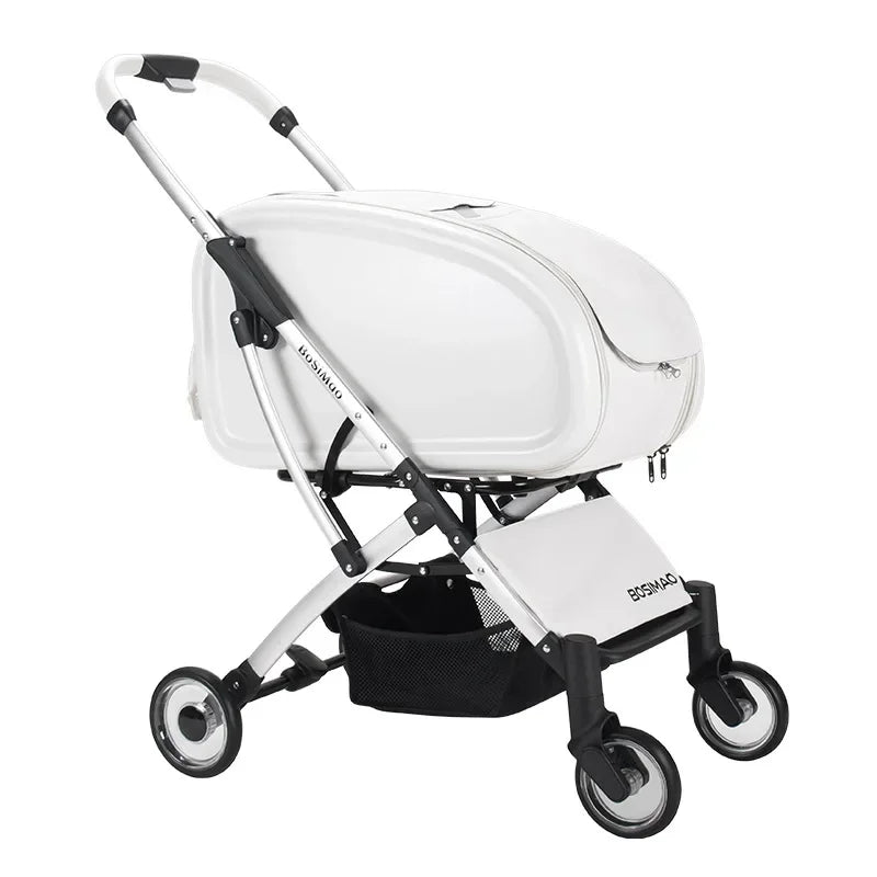 Transparent Foldable Pet Stroller for Small & Medium Dogs — Lightweight Detachable Dog Cart with Canopy