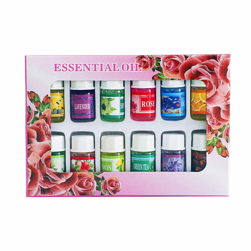 12-Pack 3ml (0.10 fl oz) Water-Soluble Aromatherapy Essential Oils for Diffusers & Humidifiers